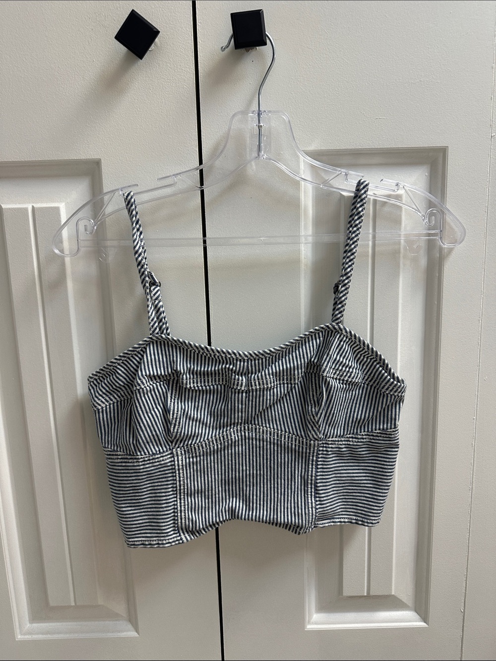 Striped Denim Crop Top